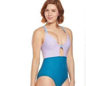 Speedo Strappy Colorblock Isla One Piece Bathing Suit Small NWT